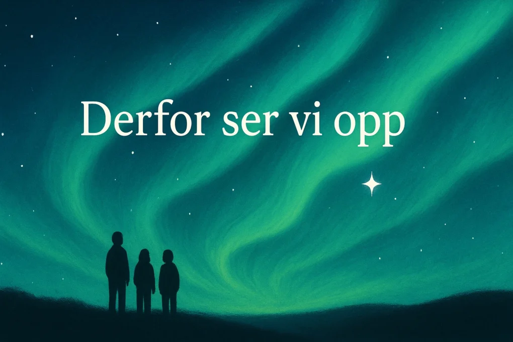 Tre mennesker ser opp på nordlyset under nattehimmelen – Derfor ser vi opp