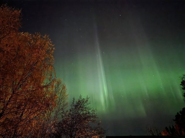 Bilde av nordlyset fra Innlandet natt til 19.10.2025. Foto: Vigdis Evensen Berglie